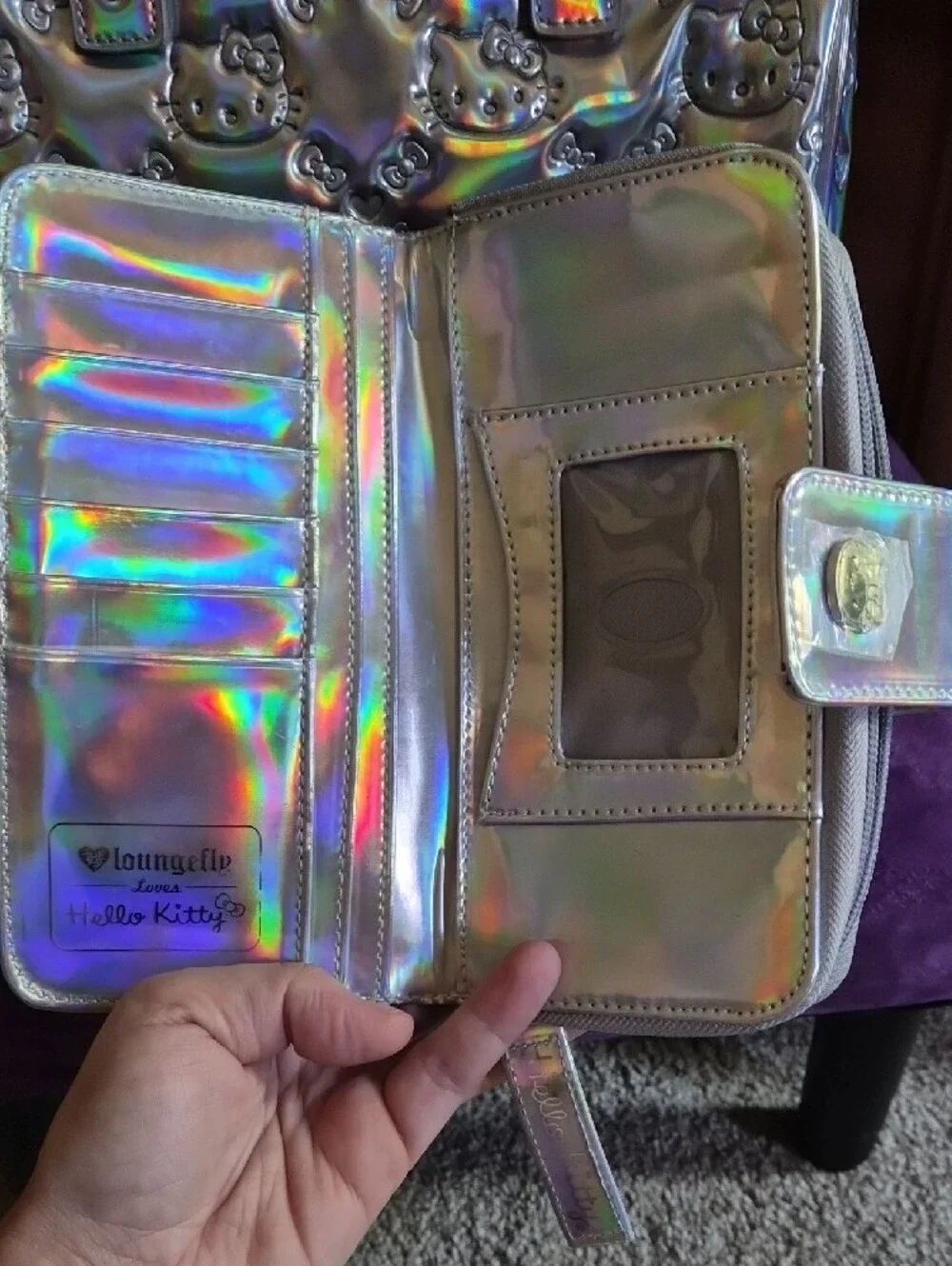 EUC Rare Hello Kitty X Loungefly Iridescent Satchel and Wallet